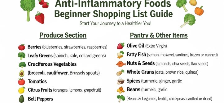 anti inflammatory foods beginner grocery list vegetables fruits grains