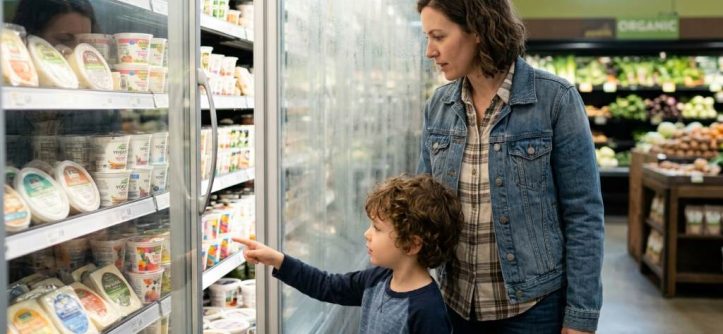 Portland family choosing healthy dairy snacks for children